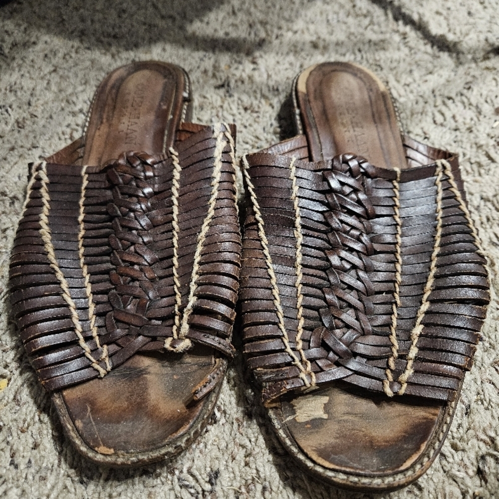 Cole Haan Brown Woven Leather Sandals